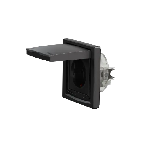 Розетка влагозащищенная IP44 с заземлением, антрацит, EPH3100371 Schneider Asfora
