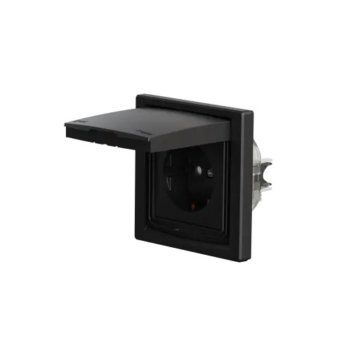 Розетка влагозащищенная IP44 с заземлением, антрацит, EPH3100371 Schneider Asfora