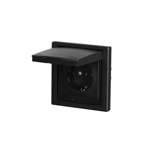 Розетка влагозащищенная IP44 с заземлением, антрацит, EPH3100371 Schneider Asfora