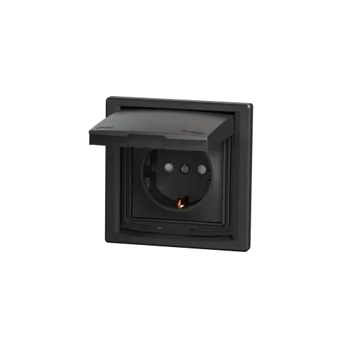 Розетка влагозащищенная IP44 с заземлением, антрацит, EPH3100371 Schneider Asfora