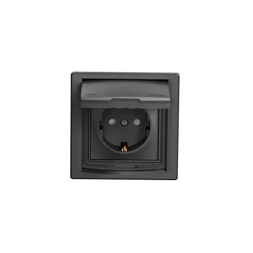 Розетка влагозащищенная IP44 с заземлением, антрацит, EPH3100371 Schneider Asfora