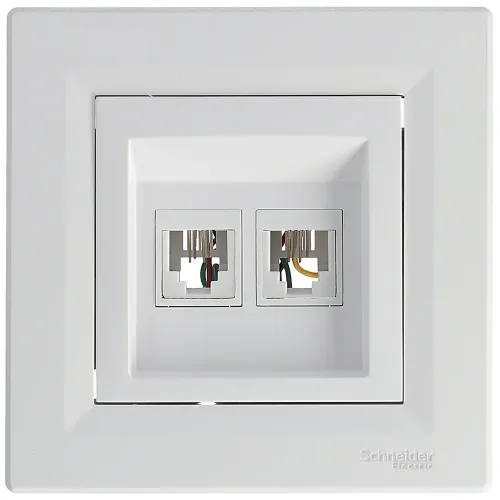 Розетка телефонная RJ11 двойная, белый, EPH4200121 Schneider Asfora