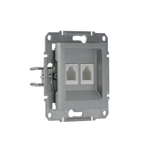 Розетка телефонна RJ-11 подвійна, алюміній, EPH4200161 Asfora Schneider
