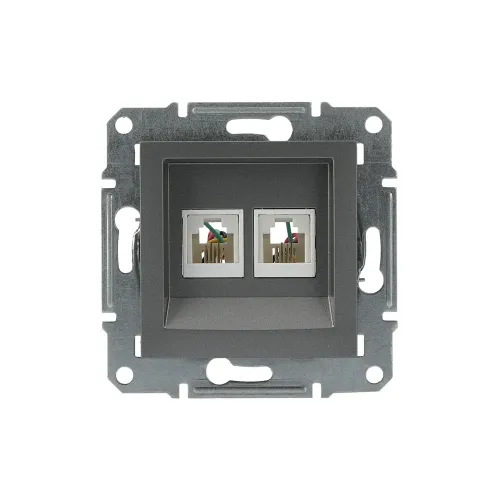 Розетка телефонная RJ-11 двойная, сталь, EPH4200162 Asfora Schneider
