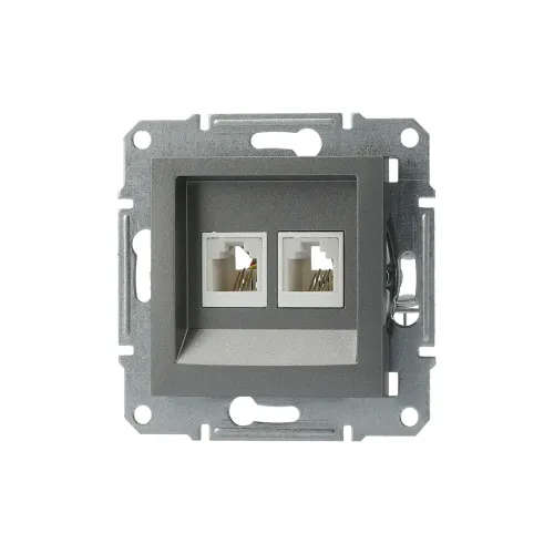 Розетка телефонная RJ-11 двойная, сталь, EPH4200162 Asfora Schneider