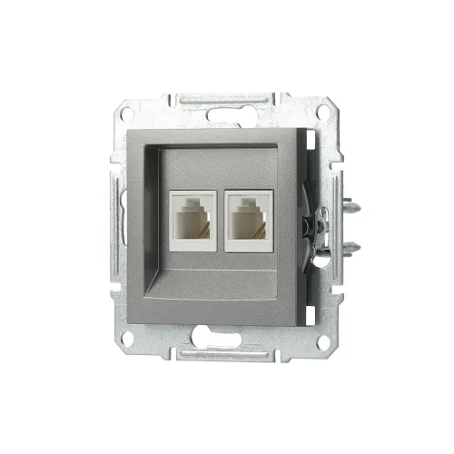 Розетка телефонная RJ-11 двойная, сталь, EPH4200162 Asfora Schneider
