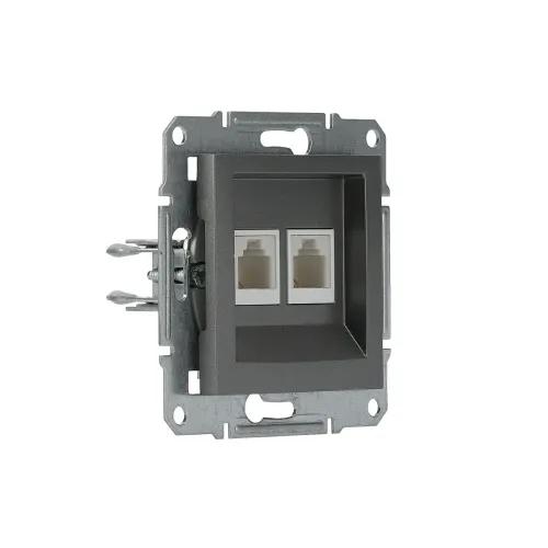 Розетка телефонная RJ-11 двойная, сталь, EPH4200162 Asfora Schneider
