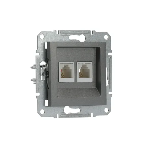 Розетка телефонная RJ-11 двойная, сталь, EPH4200162 Asfora Schneider