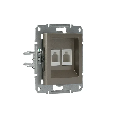 Розетка телефонна RJ-11 подвійна, бронза, EPH4200169 Asfora Schneider