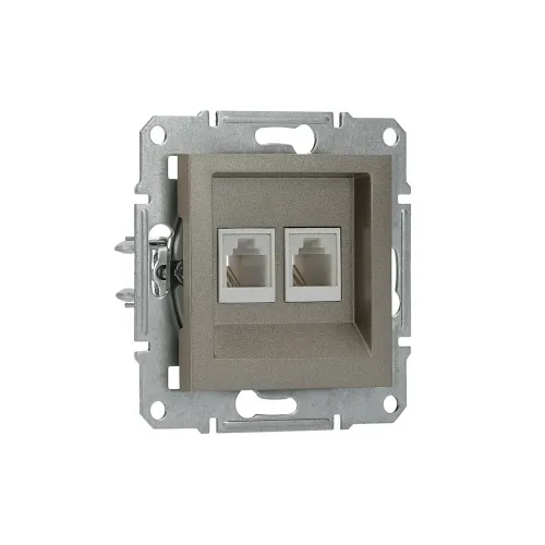 Розетка телефонна RJ-11 подвійна, бронза, EPH4200169 Asfora Schneider