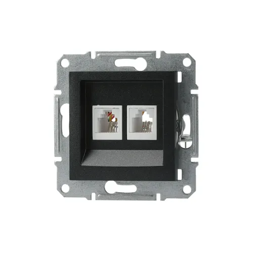 Розетка телефонна RJ-11 подвійна, антрацит, EPH4200171 Asfora Schneider