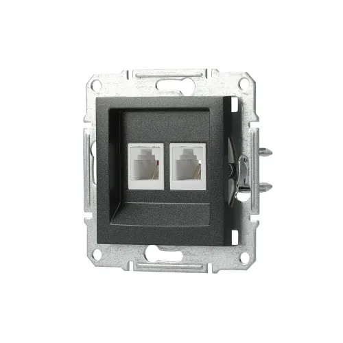 Розетка телефонна RJ-11 подвійна, антрацит, EPH4200171 Asfora Schneider