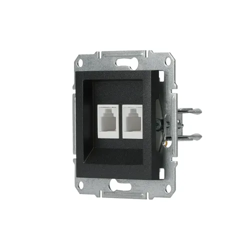 Розетка телефонна RJ-11 подвійна, антрацит, EPH4200171 Asfora Schneider