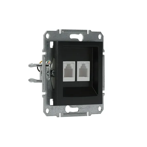 Розетка телефонна RJ-11 подвійна, антрацит, EPH4200171 Asfora Schneider