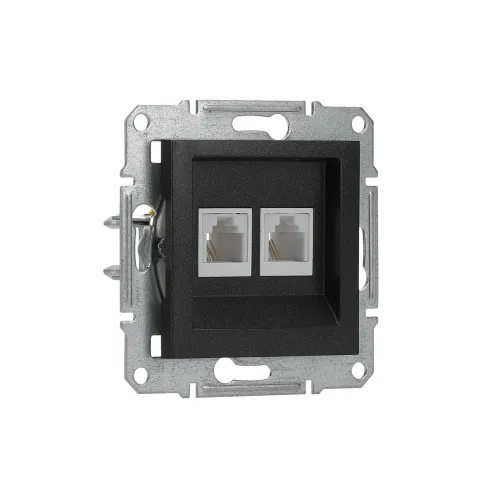 Розетка телефонна RJ-11 подвійна, антрацит, EPH4200171 Asfora Schneider