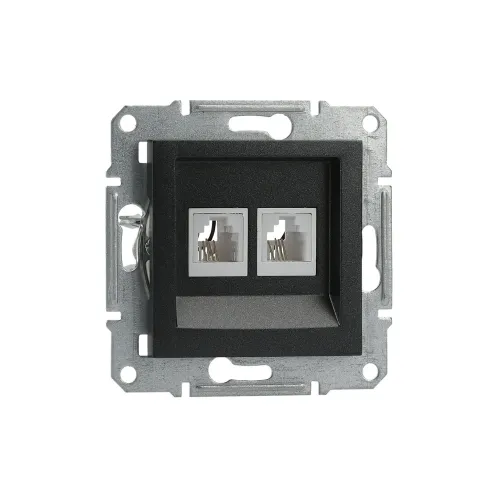 Розетка телефонна RJ-11 подвійна, антрацит, EPH4200171 Asfora Schneider