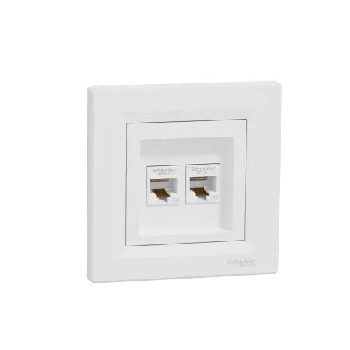 Розетка компьютерная RJ45 двойная, белый, EPH4400121 Schneider Asfora
