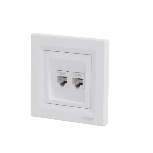 Розетка компьютерная RJ45 двойная, белый, EPH4400121 Schneider Asfora