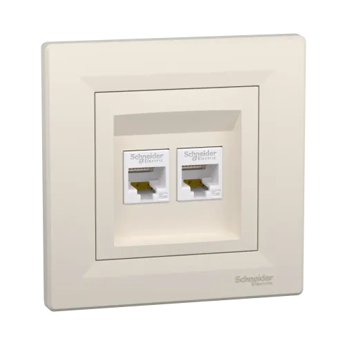 Розетка комп'ютерна RJ-45 подвійна, кремовий, EPH4400123 Schneider Asfora