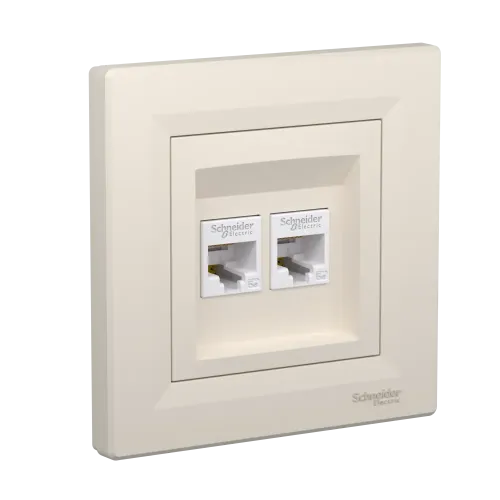 Розетка комп'ютерна RJ-45 подвійна, кремовий, EPH4400123 Schneider Asfora
