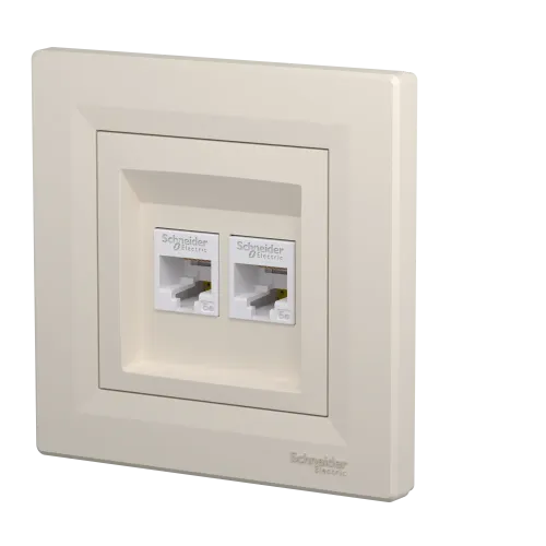 Розетка комп'ютерна RJ-45 подвійна, кремовий, EPH4400123 Schneider Asfora