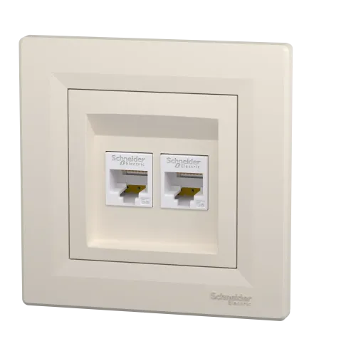 Розетка комп'ютерна RJ-45 подвійна, кремовий, EPH4400123 Schneider Asfora