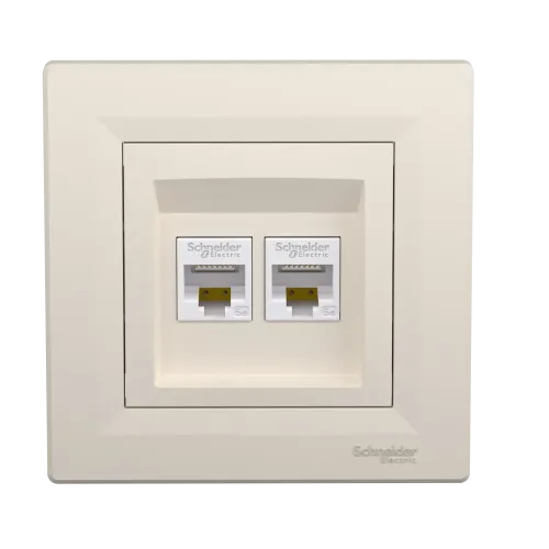 Розетка комп'ютерна RJ-45 подвійна, кремовий, EPH4400123 Schneider Asfora
