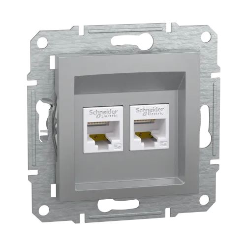Розетка компьютерная RJ-45 двойная, алюминий, EPH4400161 Asfora Schneider