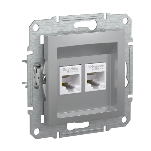 Розетка компьютерная RJ-45 двойная, алюминий, EPH4400161 Asfora Schneider