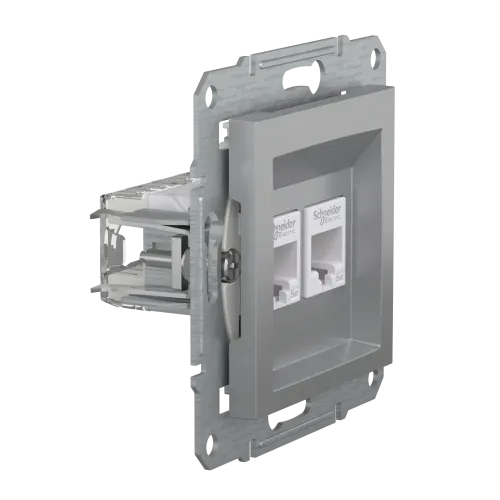 Розетка компьютерная RJ-45 двойная, алюминий, EPH4400161 Asfora Schneider