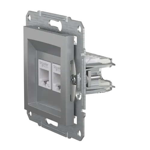 Розетка компьютерная RJ-45 двойная, алюминий, EPH4400161 Asfora Schneider