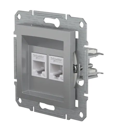Розетка компьютерная RJ-45 двойная, алюминий, EPH4400161 Asfora Schneider