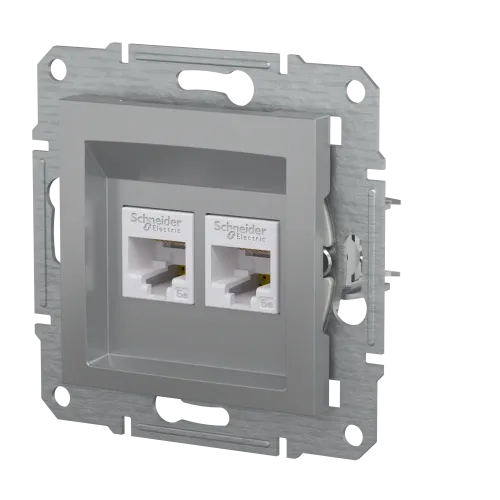 Розетка компьютерная RJ-45 двойная, алюминий, EPH4400161 Asfora Schneider
