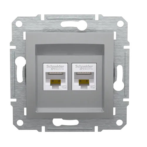 Розетка компьютерная RJ-45 двойная, алюминий, EPH4400161 Asfora Schneider