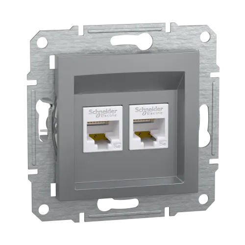 Розетка комп'ютерна RJ-45 подвійна, сталь, EPH4400162 Asfora Schneider