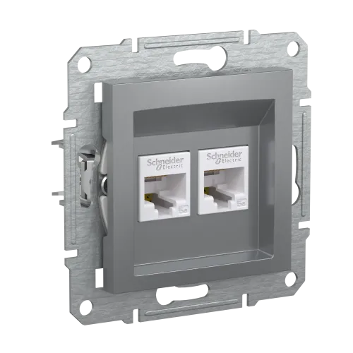 Розетка комп'ютерна RJ-45 подвійна, сталь, EPH4400162 Asfora Schneider