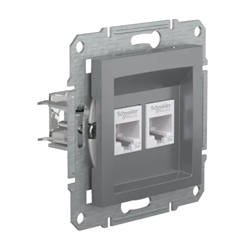 Розетка комп'ютерна RJ-45 подвійна, сталь, EPH4400162 Asfora Schneider
