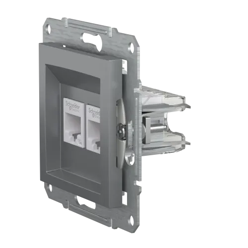 Розетка комп'ютерна RJ-45 подвійна, сталь, EPH4400162 Asfora Schneider