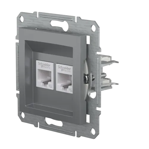 Розетка комп'ютерна RJ-45 подвійна, сталь, EPH4400162 Asfora Schneider
