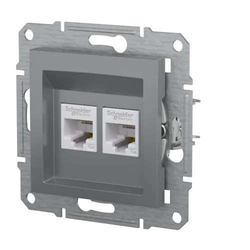 Розетка комп'ютерна RJ-45 подвійна, сталь, EPH4400162 Asfora Schneider