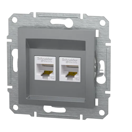 Розетка комп'ютерна RJ-45 подвійна, сталь, EPH4400162 Asfora Schneider