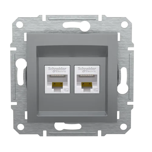 Розетка комп'ютерна RJ-45 подвійна, сталь, EPH4400162 Asfora Schneider