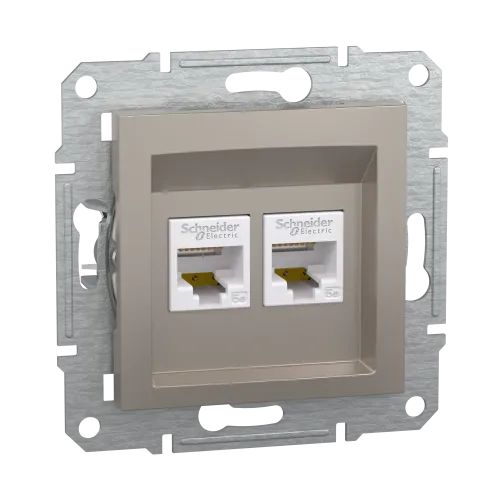 Розетка компьютерная RJ-45 двойная, бронза, EPH4400169 Asfora Schneider