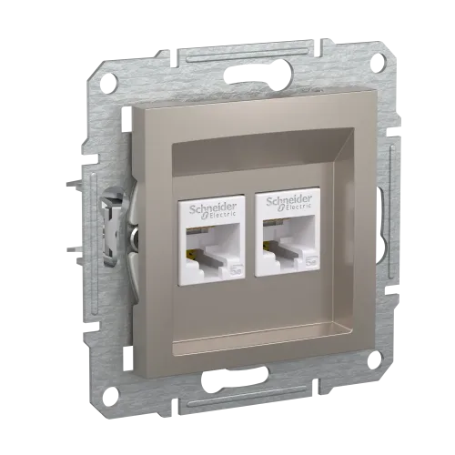 Розетка компьютерная RJ-45 двойная, бронза, EPH4400169 Asfora Schneider