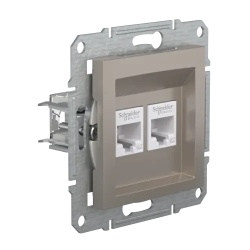Розетка компьютерная RJ-45 двойная, бронза, EPH4400169 Asfora Schneider