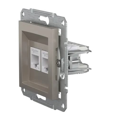 Розетка компьютерная RJ-45 двойная, бронза, EPH4400169 Asfora Schneider