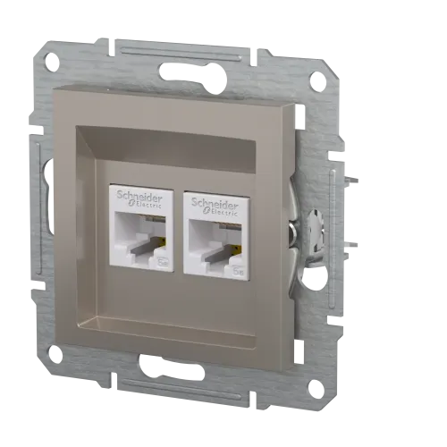 Розетка компьютерная RJ-45 двойная, бронза, EPH4400169 Asfora Schneider