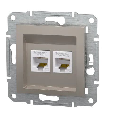 Розетка компьютерная RJ-45 двойная, бронза, EPH4400169 Asfora Schneider