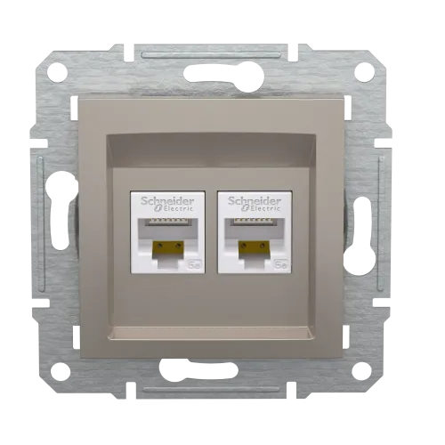 Розетка компьютерная RJ-45 двойная, бронза, EPH4400169 Asfora Schneider