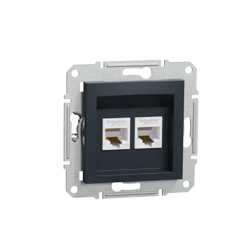Розетка компьютерная RJ-45 двойная, антрацит, EPH4400171 Asfora Schneider